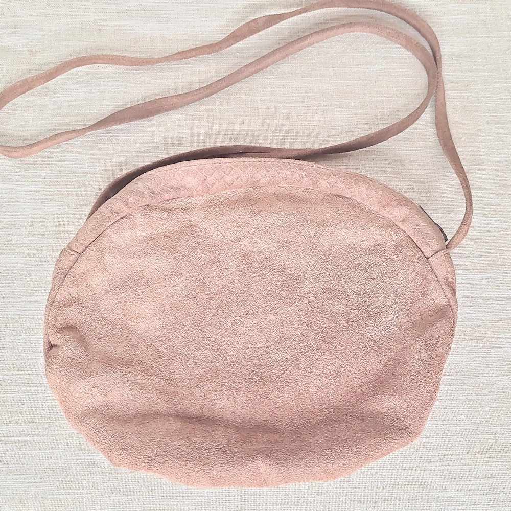 Vintage Suede Crossbody Bag Taupe Brown Boho Minimalist